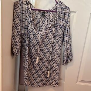 Stylish Blue Plaid Women's Top